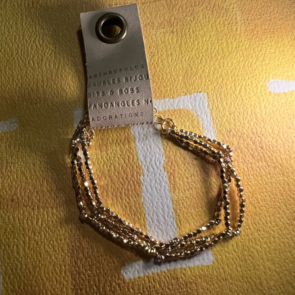 Anthropologie Beaded Stone Layered Bracelet - NWT - Gold - Picture 9 of 15